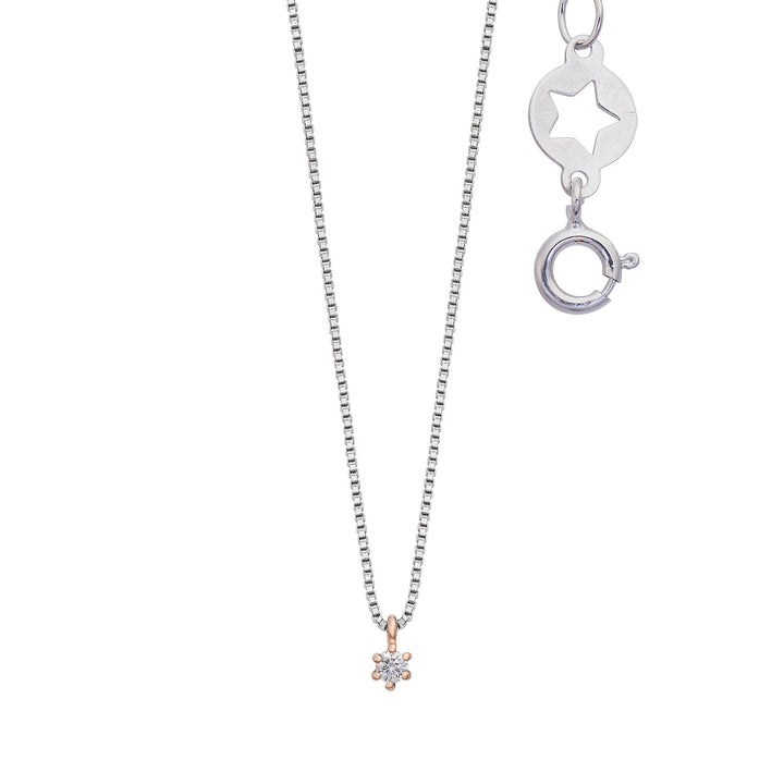 Colar Comete em ouro branco e rosa 750‰ e diamantes GLB1654