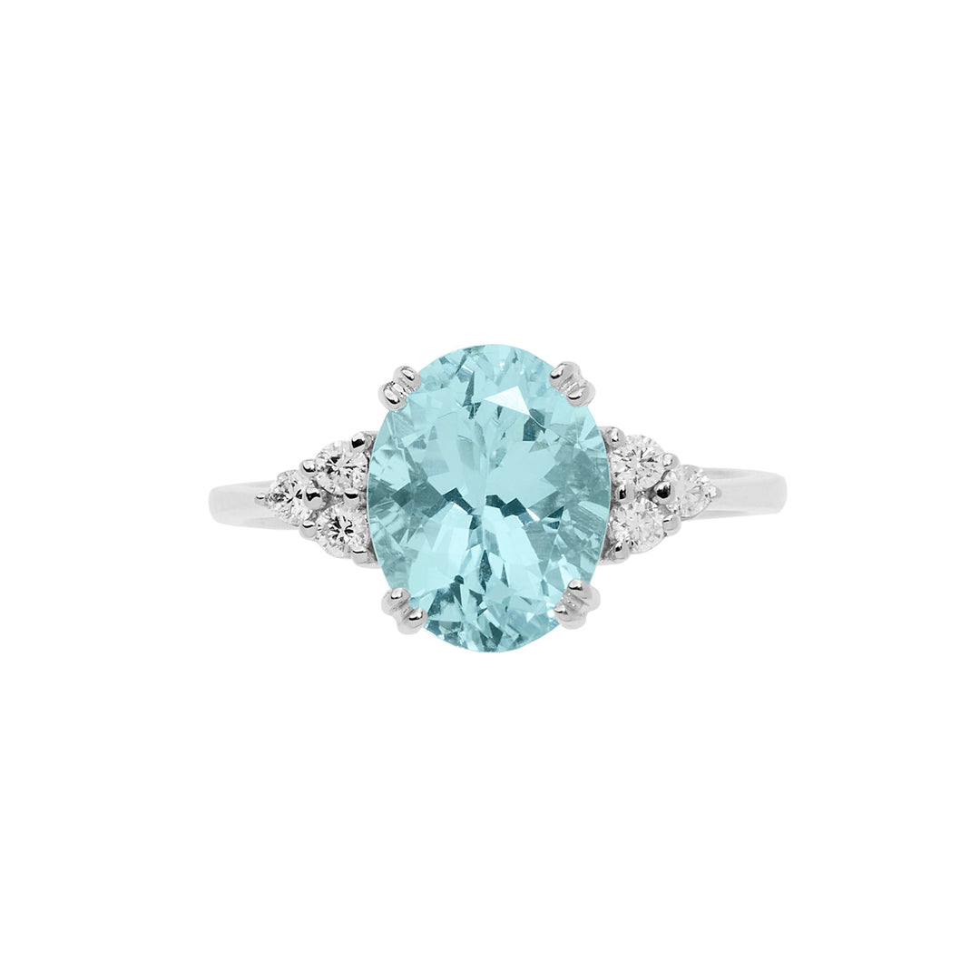 Comete Goldring mit Diamanten und Aquamarin Oval ANQ336