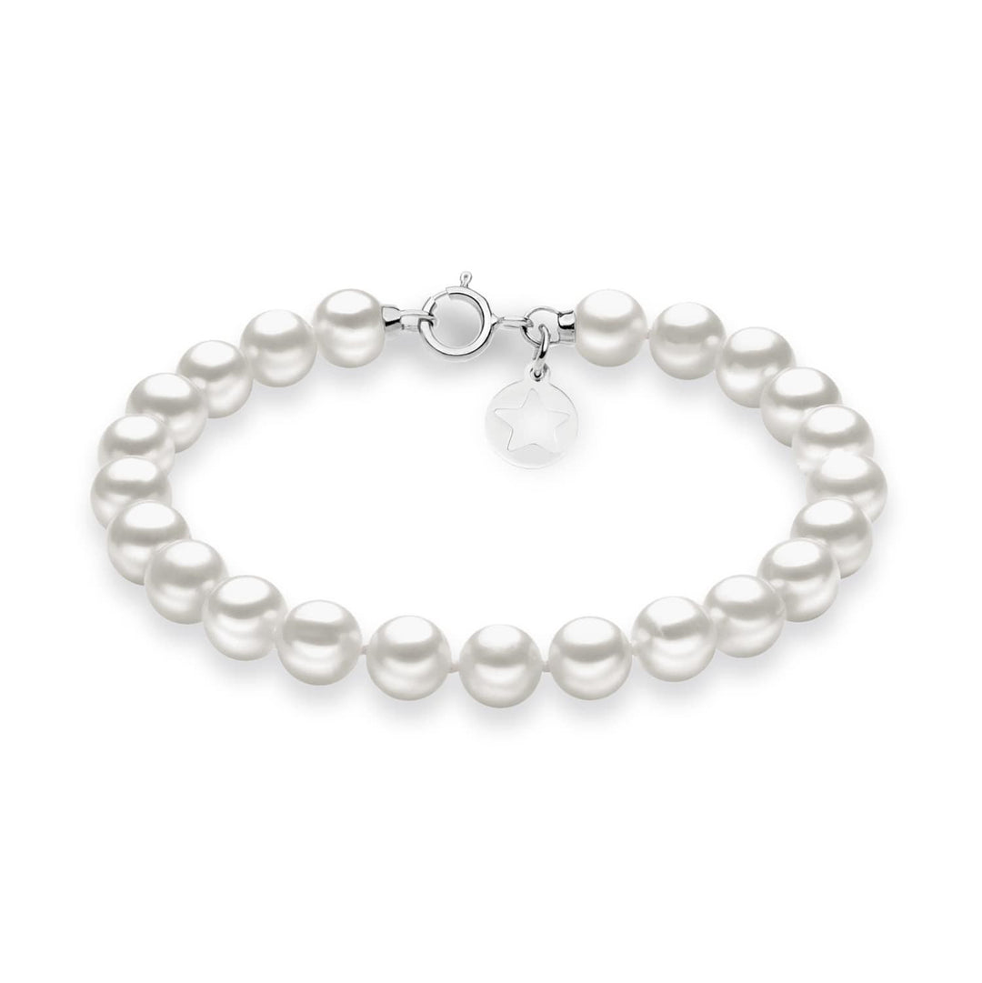 Pulseira Comete em ouro branco 375‰, pérolas e pingente de estrela em prata KBRQ112AM19