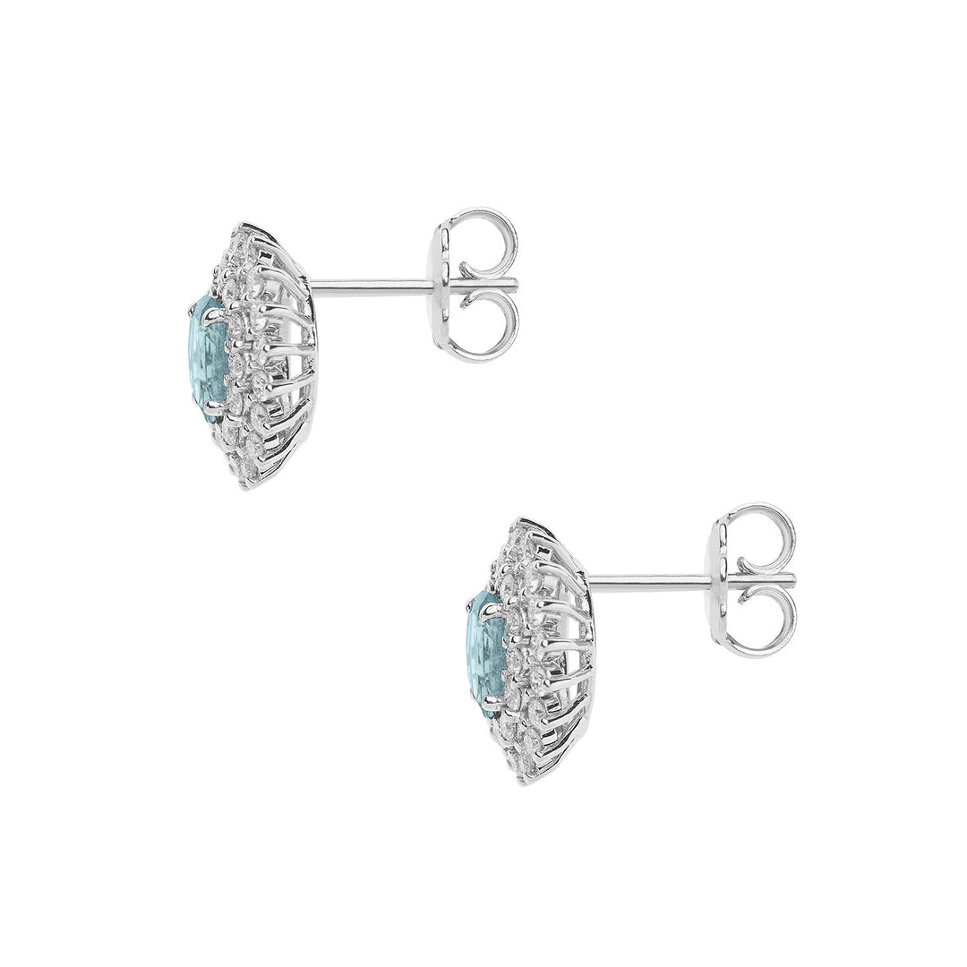 Comete Orecchini in Oro Diamanti Acquamarina ovale ORQ260