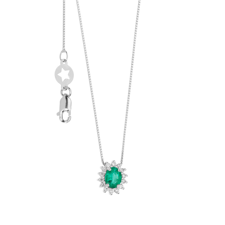 Comete Collana in Oro Diamanti e Smeraldo ovale GLB1569S3