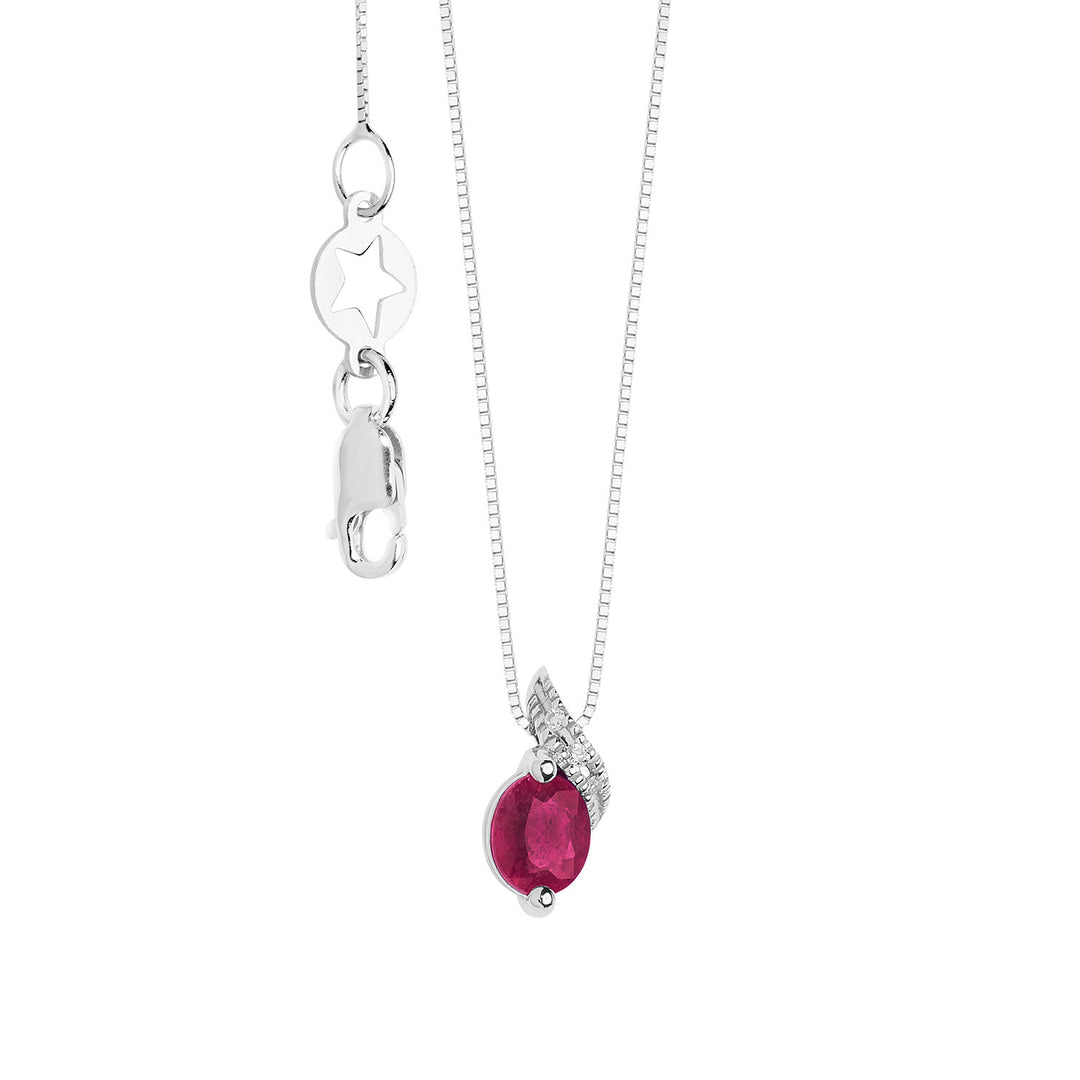 Comete Collana con Rubino e Diamanti in Oro bianco GLB1636