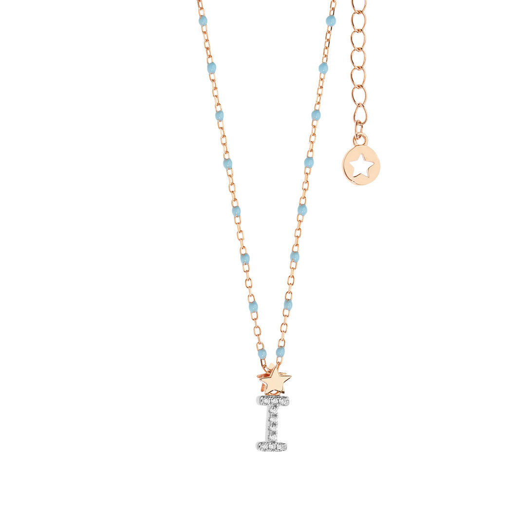 Collar Comete Plata Letra I GLA181