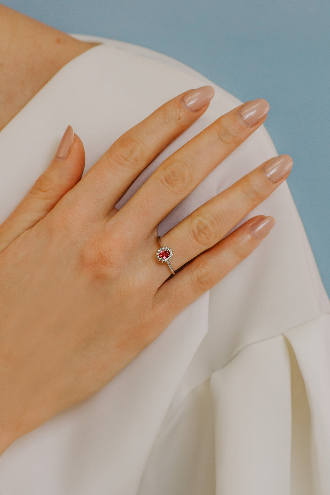 Comete Goldring mit Diamanten und rosa Topas Oval ANB2595