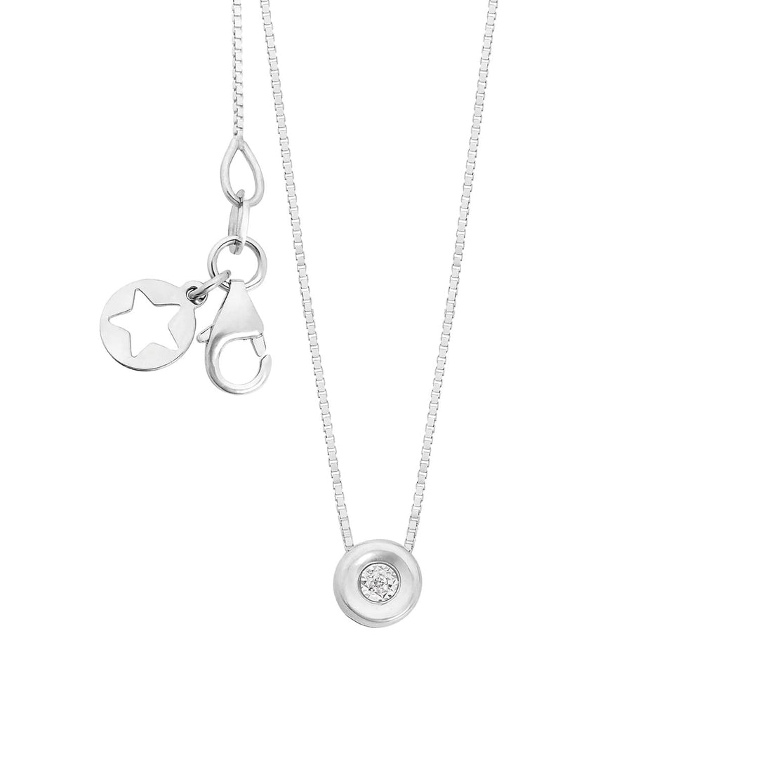 Colar Comete em ouro branco 375‰ com diamante branco KGLB1405