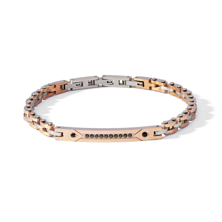 Comete Bracciale Acciaio nero, pvd rosè, e zirconi neri UBR1189