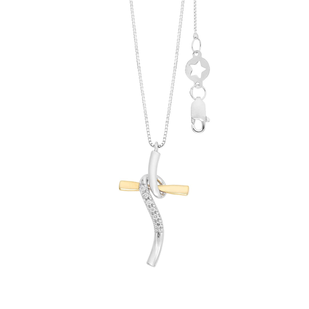 Comete Collana croce in Oro bianco e giallo 750‰ e Diamanti bianchi GLB1711