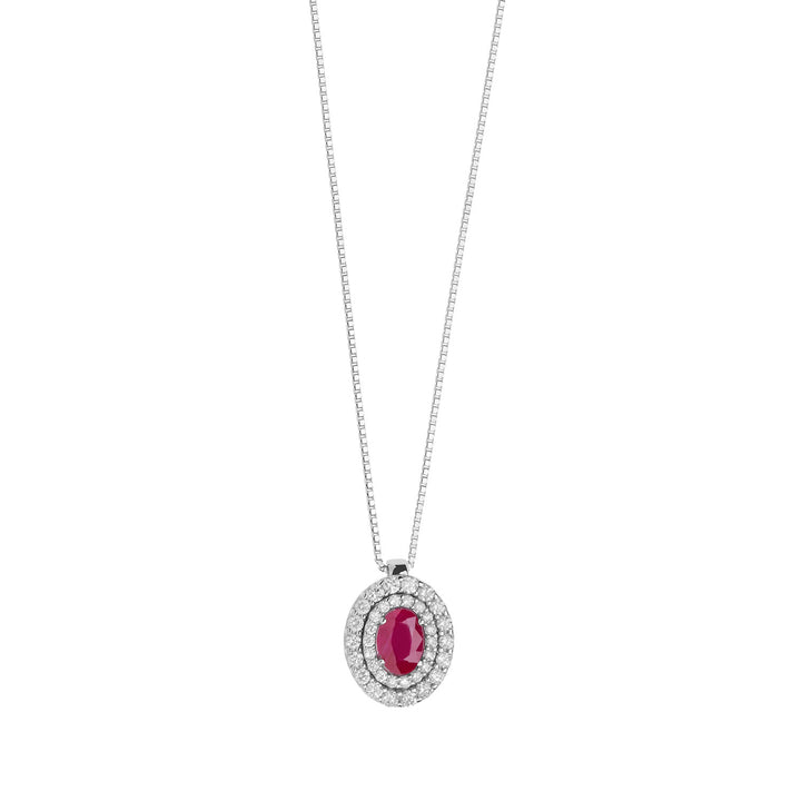 Colar Comete em Ouro, Diamantes e Rubi Oval GLB1473