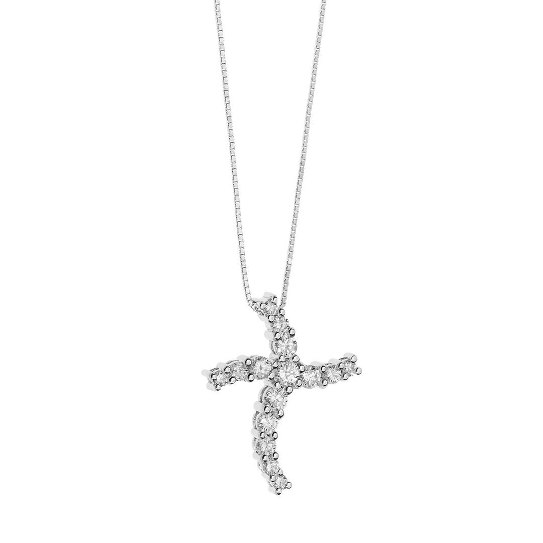 Colar Comete Wave Cross em ouro rosa e diamantes GLB1528