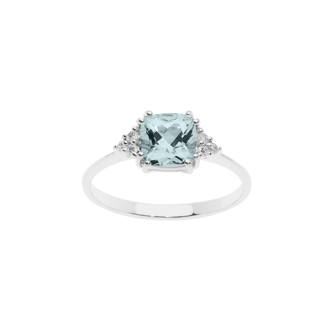 Comete Anello in Oro Diamanti e Acquamarina taglio antico ANQ308