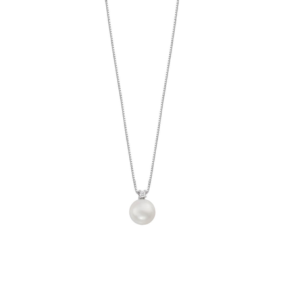 Comete Collana con Perla in Oro e Diamante con Catena a Molla GLP626