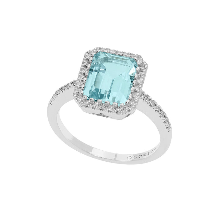 Comete-Goldring mit Diamanten und achteckigem Aquamarin ANQ339