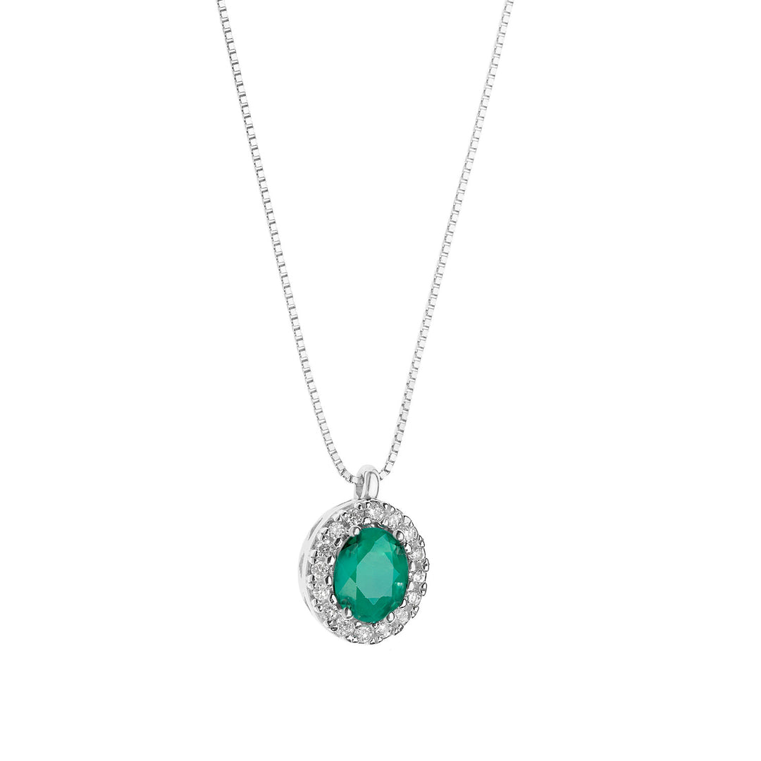 Comete Collana in Oro con Diamanti e Smeraldo ovale GLB1675S3
