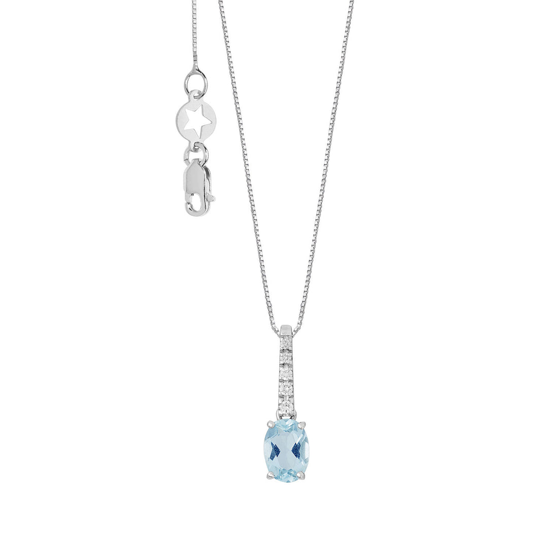 Comete Collana Acquamarina ovale in Oro e Diamanti GLQ317