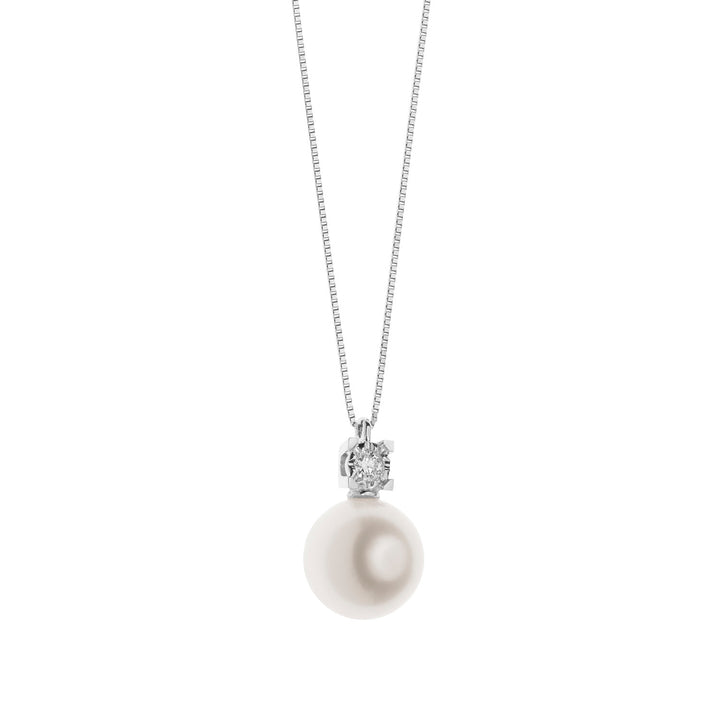 Comete Girocollo Punto luce Perla in Oro e Diamante GLP595