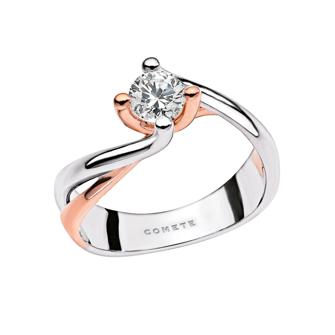 Comete Tofarvet Solitaire i guld og diamant ANB1824