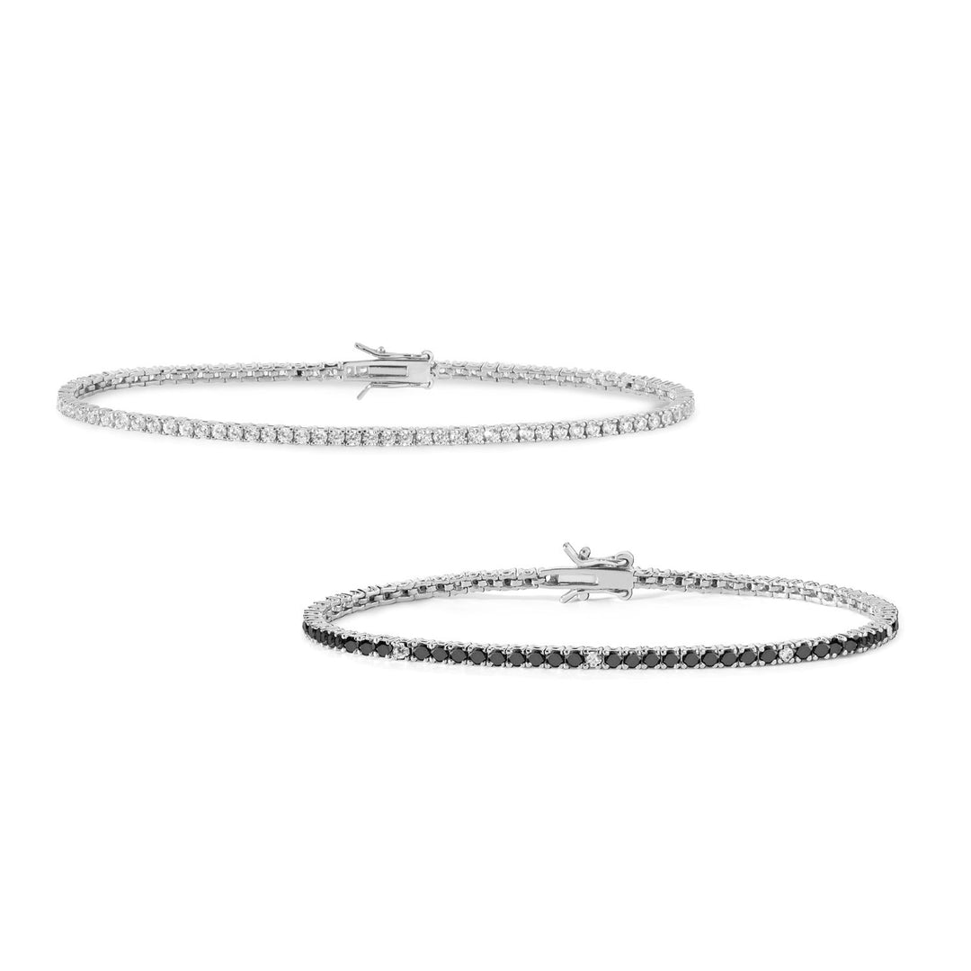 Comete Tennis in Argento e cristalli bianchi e neri BRA175M16176M16