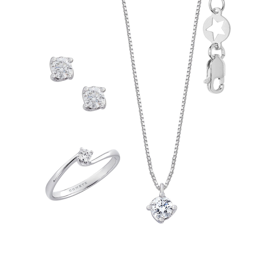 Comete Collana, Anello e Orecchini in Oro 750‰ e Diamante bianco KIT168727141141