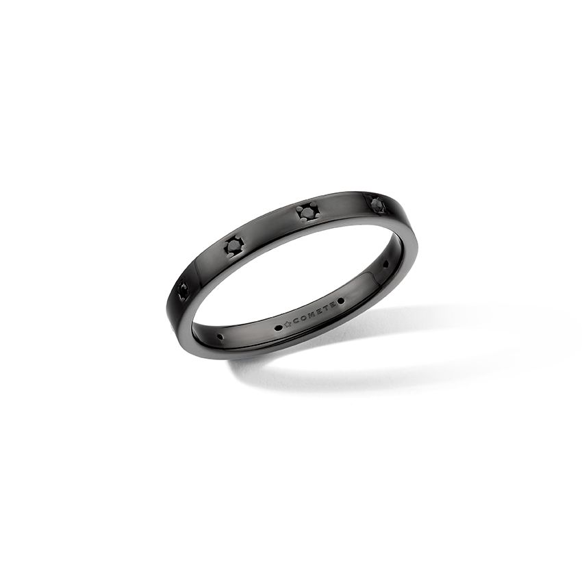 Comete Ring i 925‰ ruthenium sølv, sorte zirkoner UAN131M26
