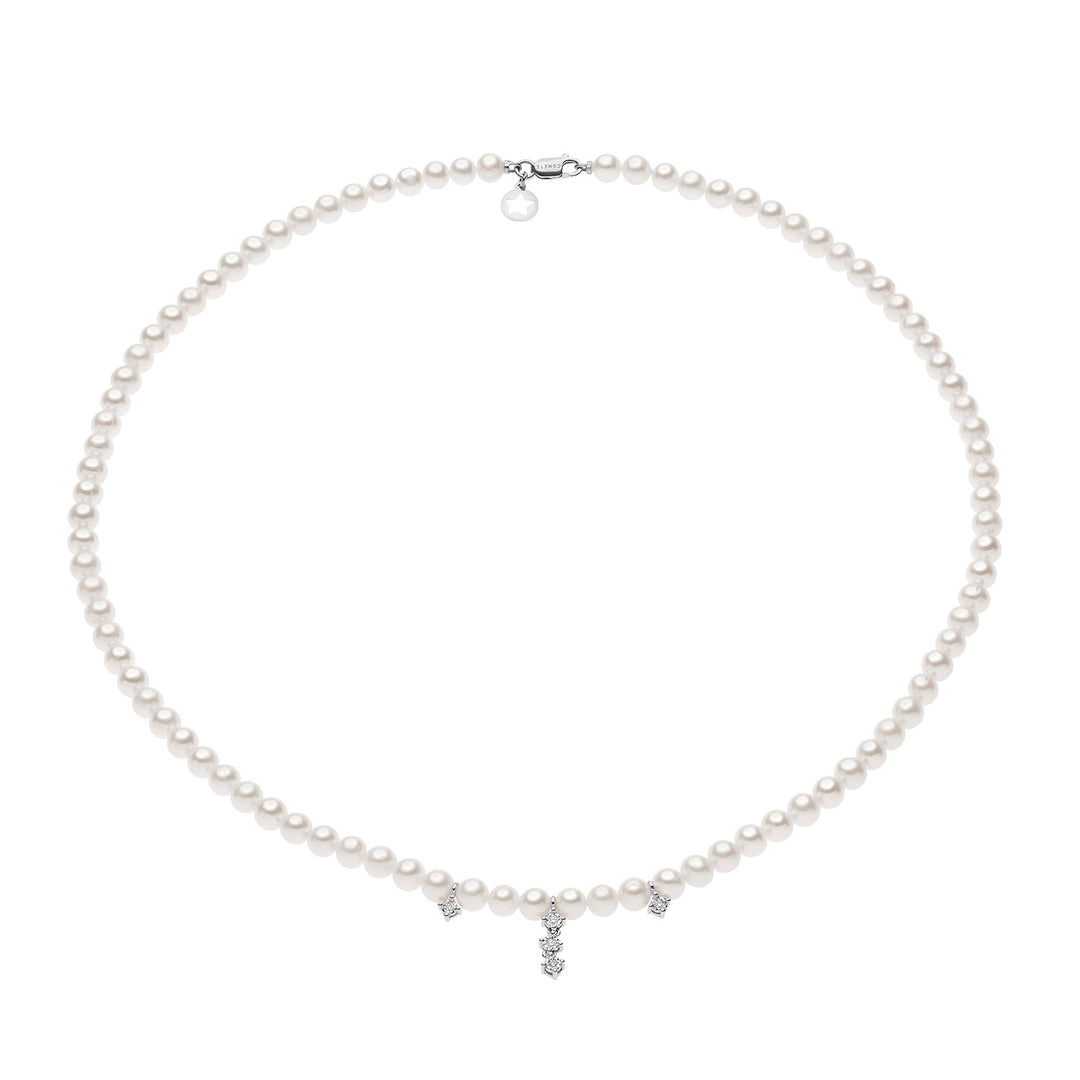 Comete Collana Filo Perle e Diamanti FWQ373