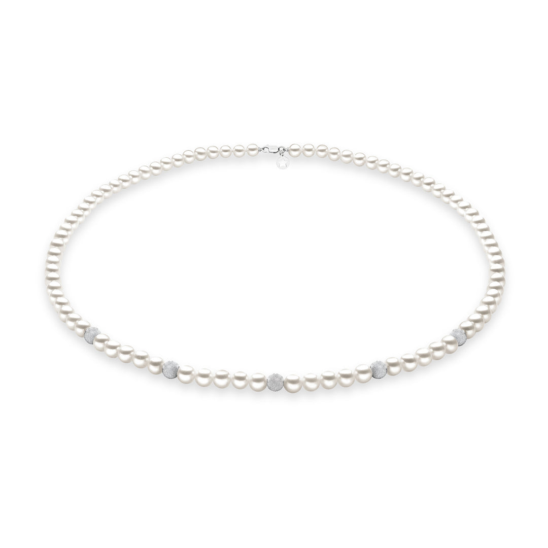Comete Collana Filo Perle Acquadolce Diamantate in Oro FWQ190B