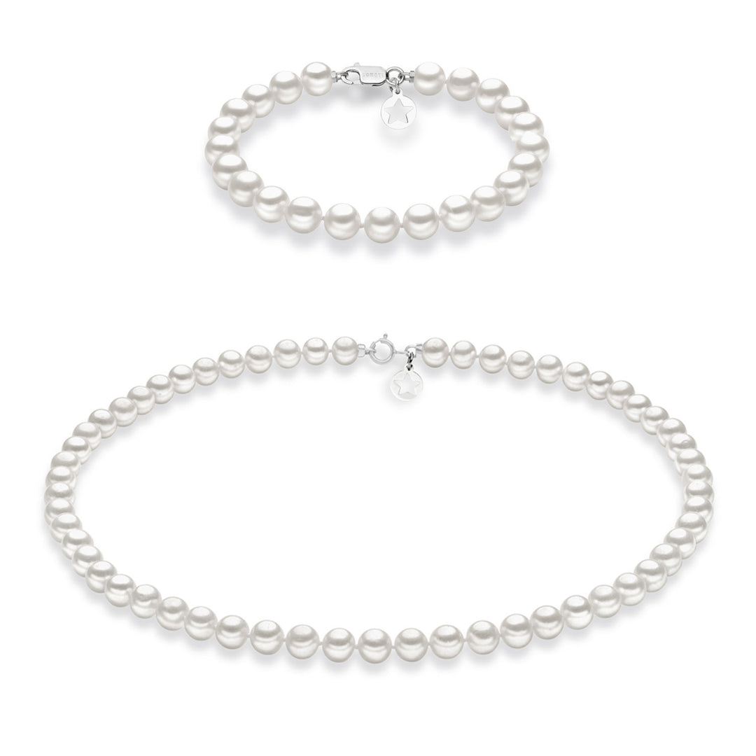 Comete Collana e Bracciale Filo Perle Acquadolce in Oro KIT104111