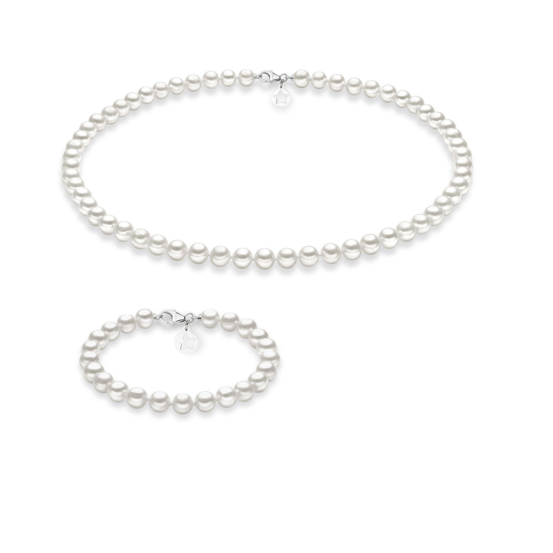 Comete Collana e Bracciale Filo Perle Acquadolce in Oro KIT102S109S
