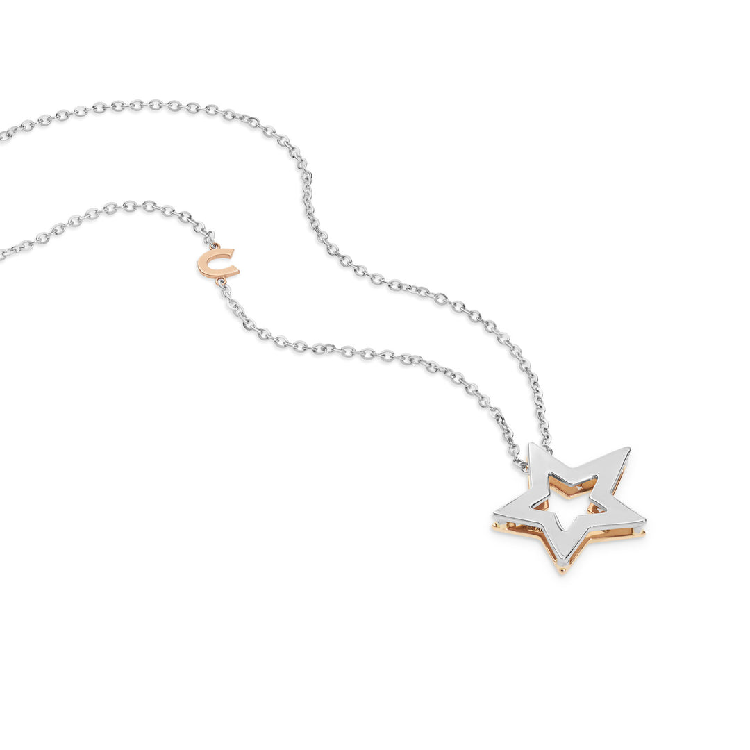Colar Comete em ouro branco e rosa com diamantes GLB1447