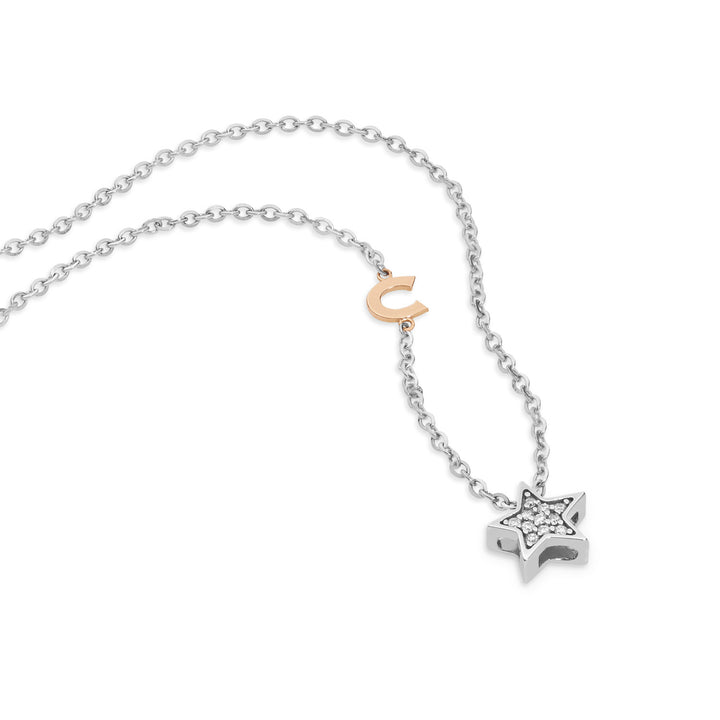 Colar Comete em ouro branco e rosa com diamantes GLB1446