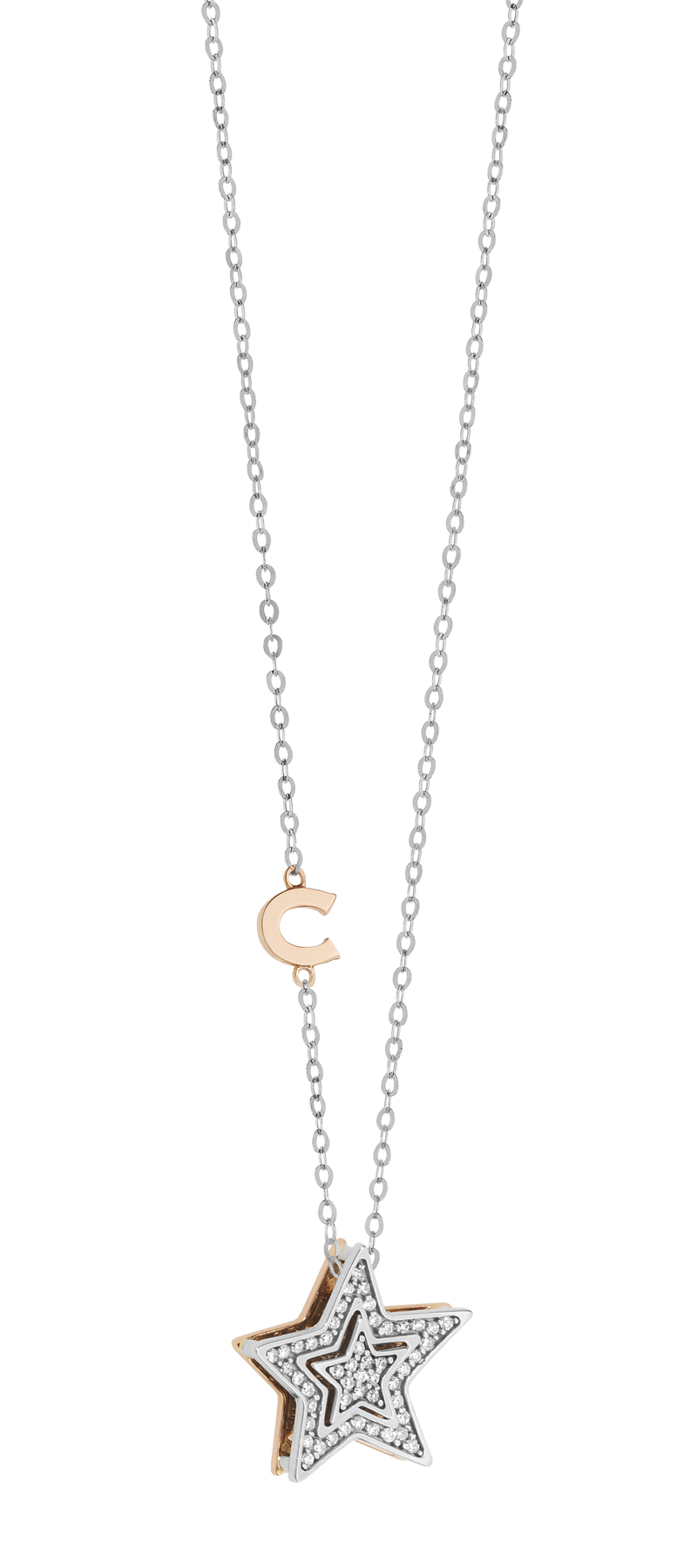 Colar Comete em ouro branco e rosa com diamantes GLB1446