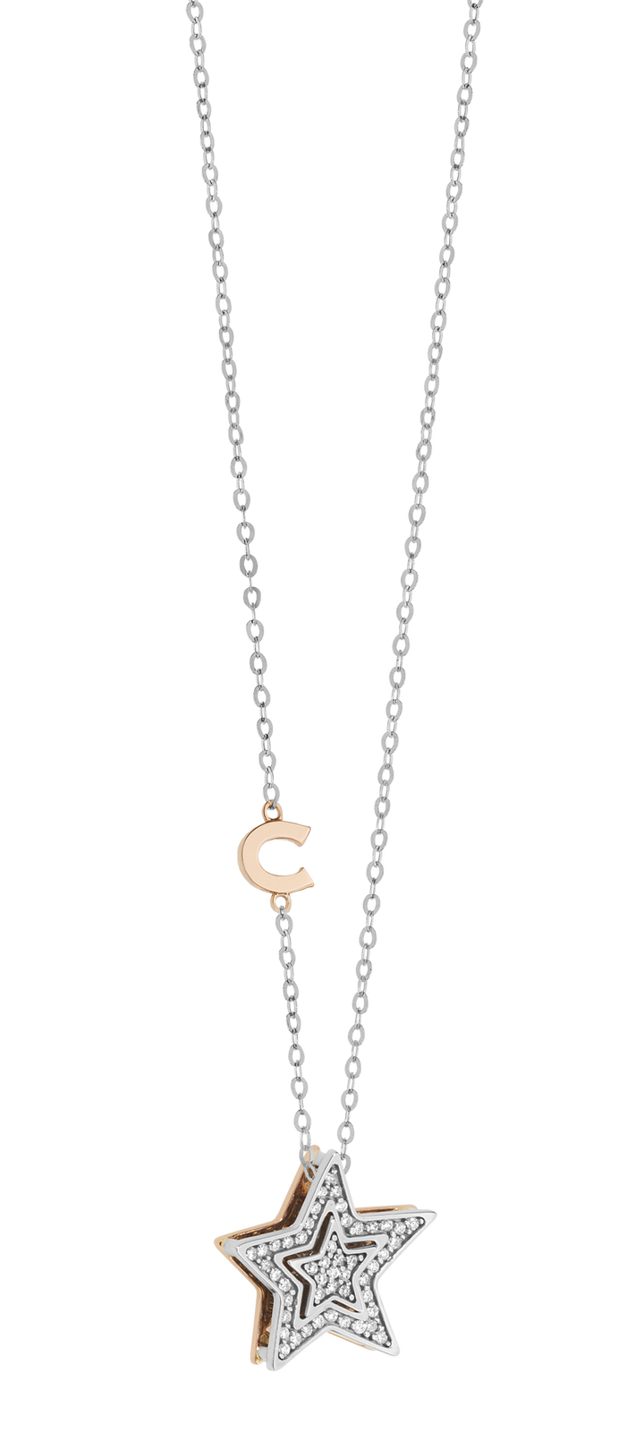 Colar Comete em ouro branco e rosa com diamantes GLB1446