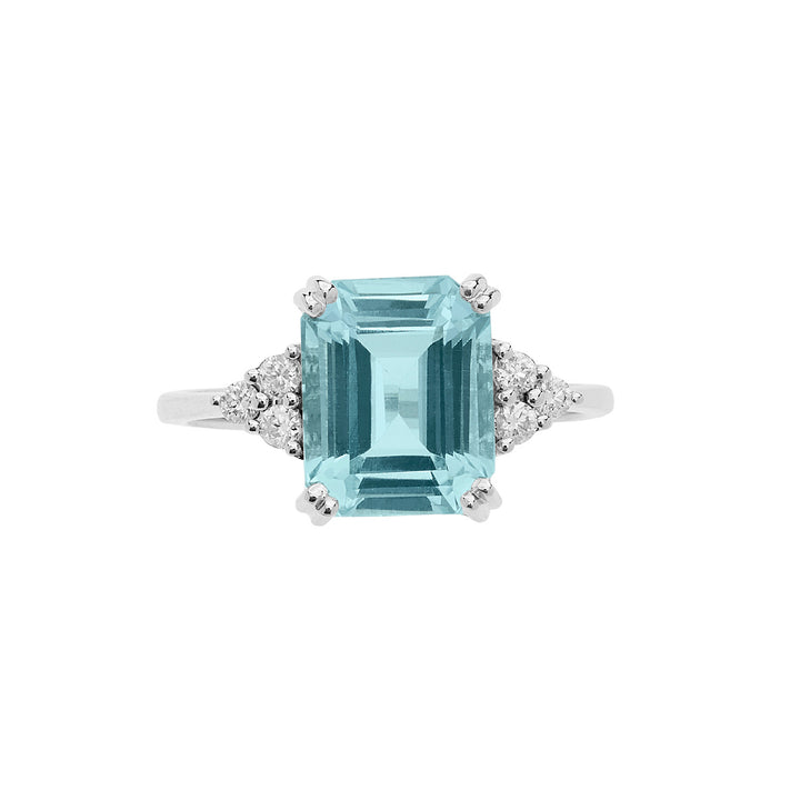 Comete Anello in Oro Diamanti e Acquamarina ottagonale ANQ337
