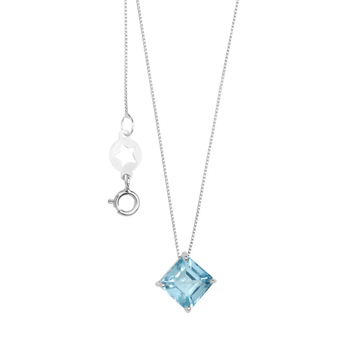 Comete Collana in Oro bianco con Topazio Azzurro Carrè GLB1645