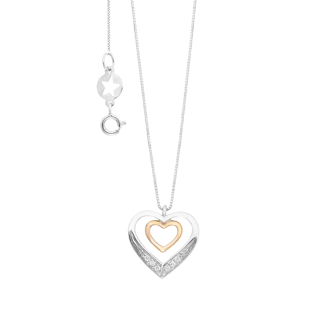 Comete Collana cuore in Oro bianco e rosè 750‰ e Diamanti bianchi GLB1704