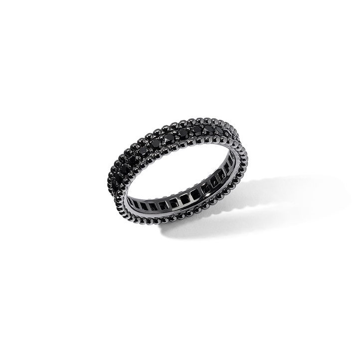 Comete-Ring aus 925‰ Rutheniumsilber mit schwarzen Zirkonen UAN133M9