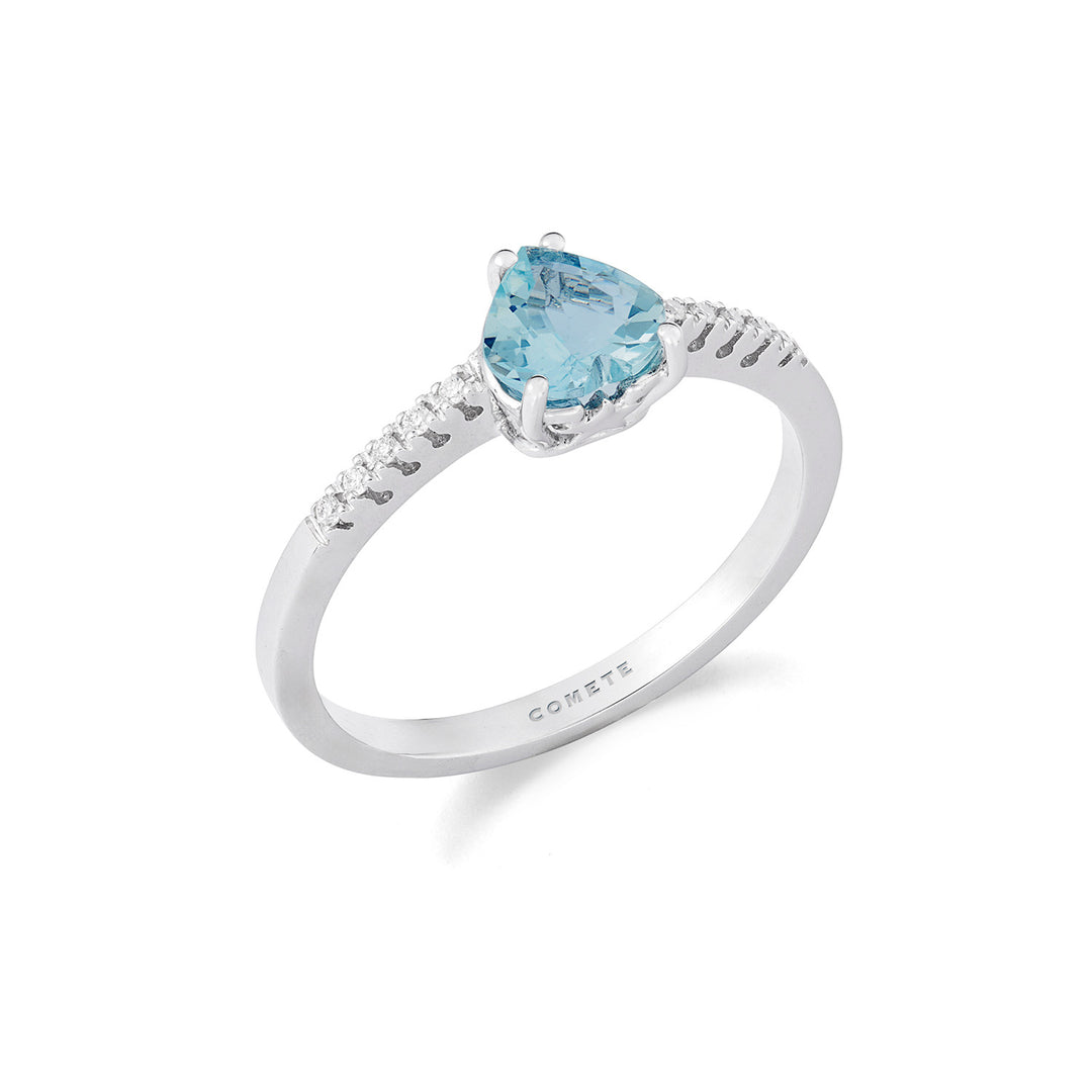 Comete Anello Acquamarina cuore in Oro e Diamanti bianchi ANQ354