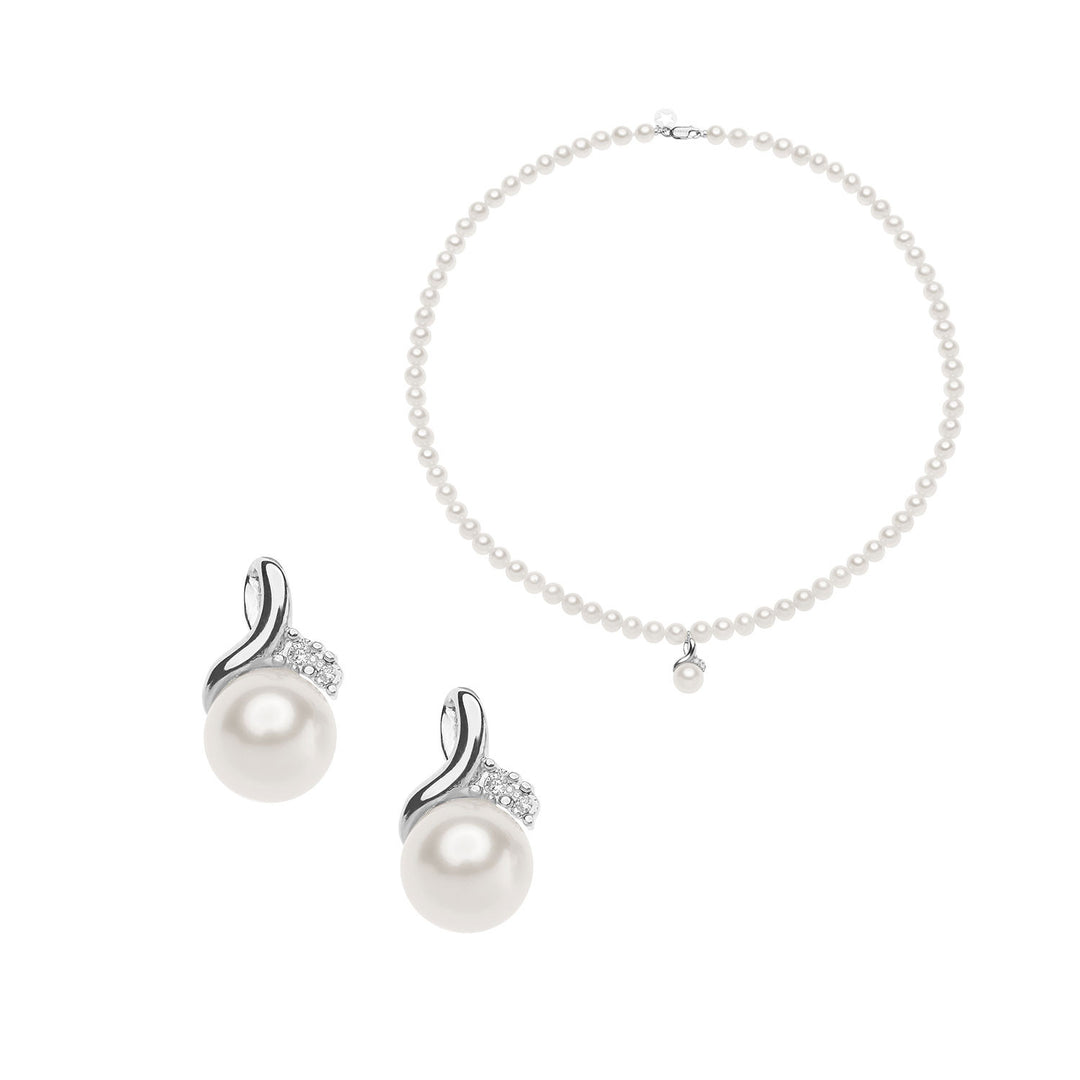 Comete Girocollo e Orecchini in Oro con Perle e Diamanti KIT325742