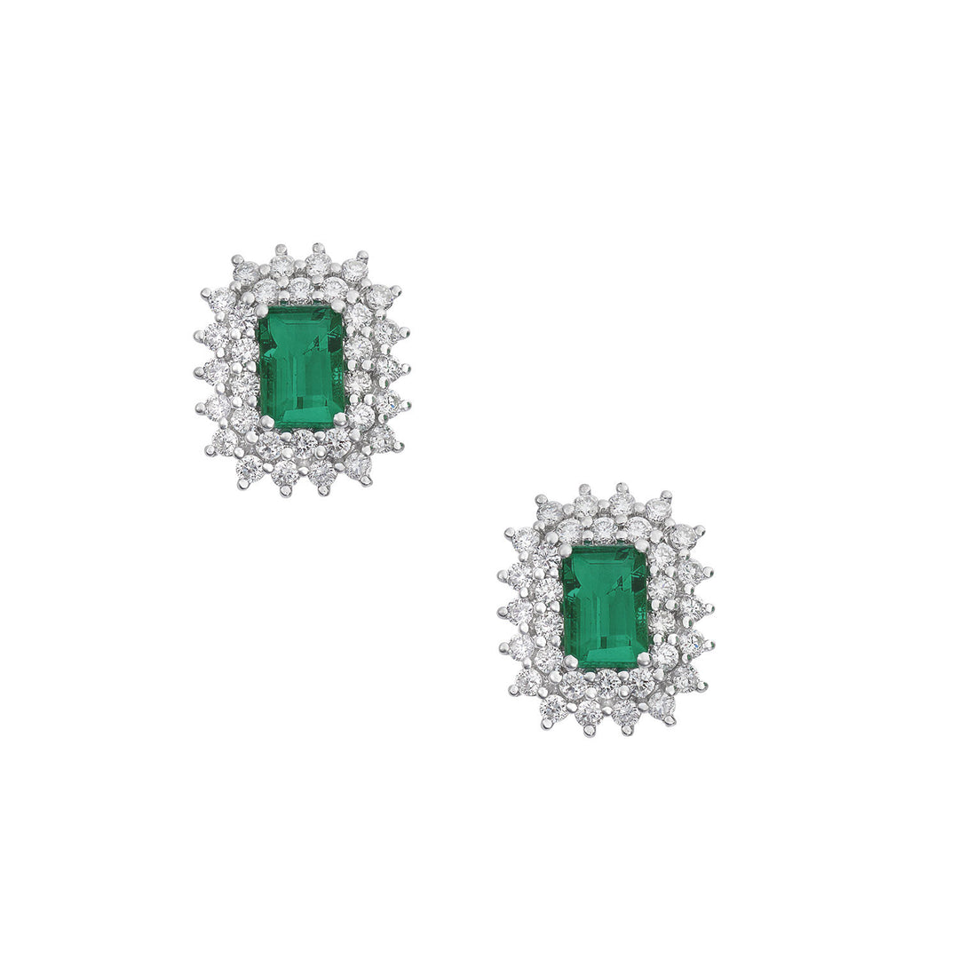 Comete-Ohrringe Weißgold, Diamanten und achteckiger Smaragd ORB1108