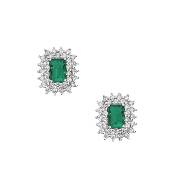 Comete-Ohrringe Weißgold, Diamanten und achteckiger Smaragd ORB1108