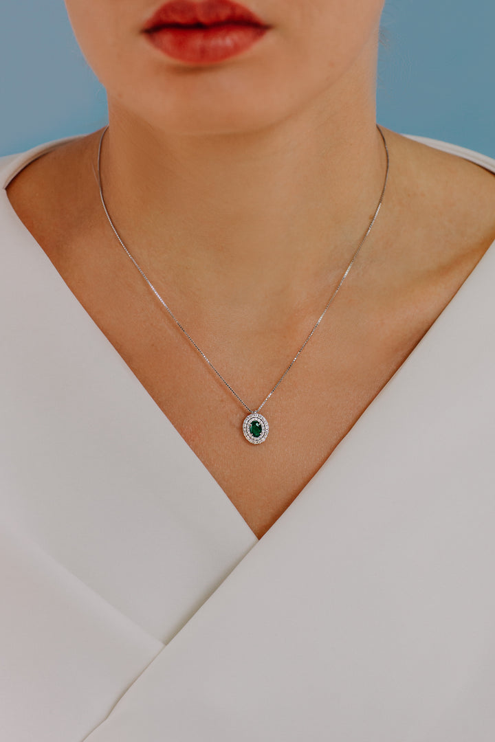 Colar Comete em Ouro, Diamantes e Esmeralda Oval GLB1472S3