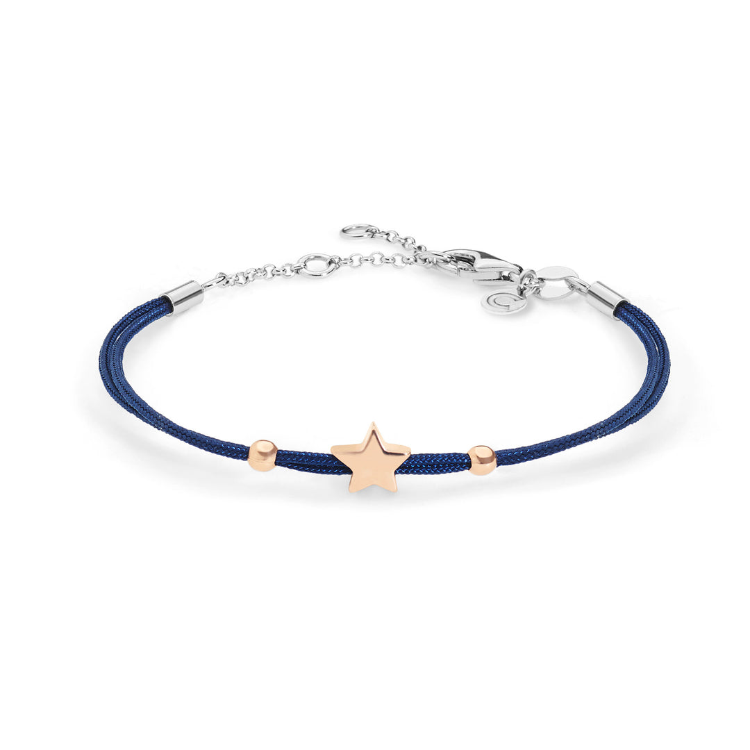 Comete Star-Armband in Silber mit blauer Kordel BRA158