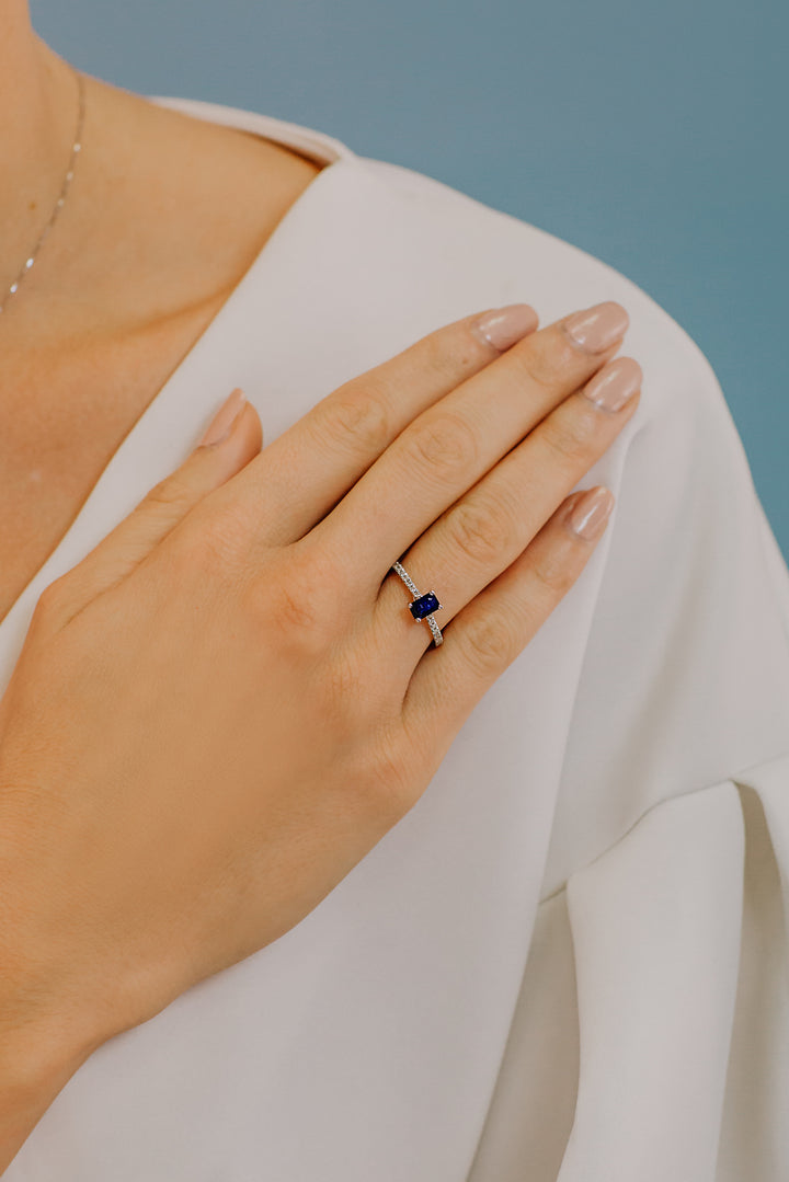 Comete Anello in Oro Diamanti e Zaffiro blu ANB2565