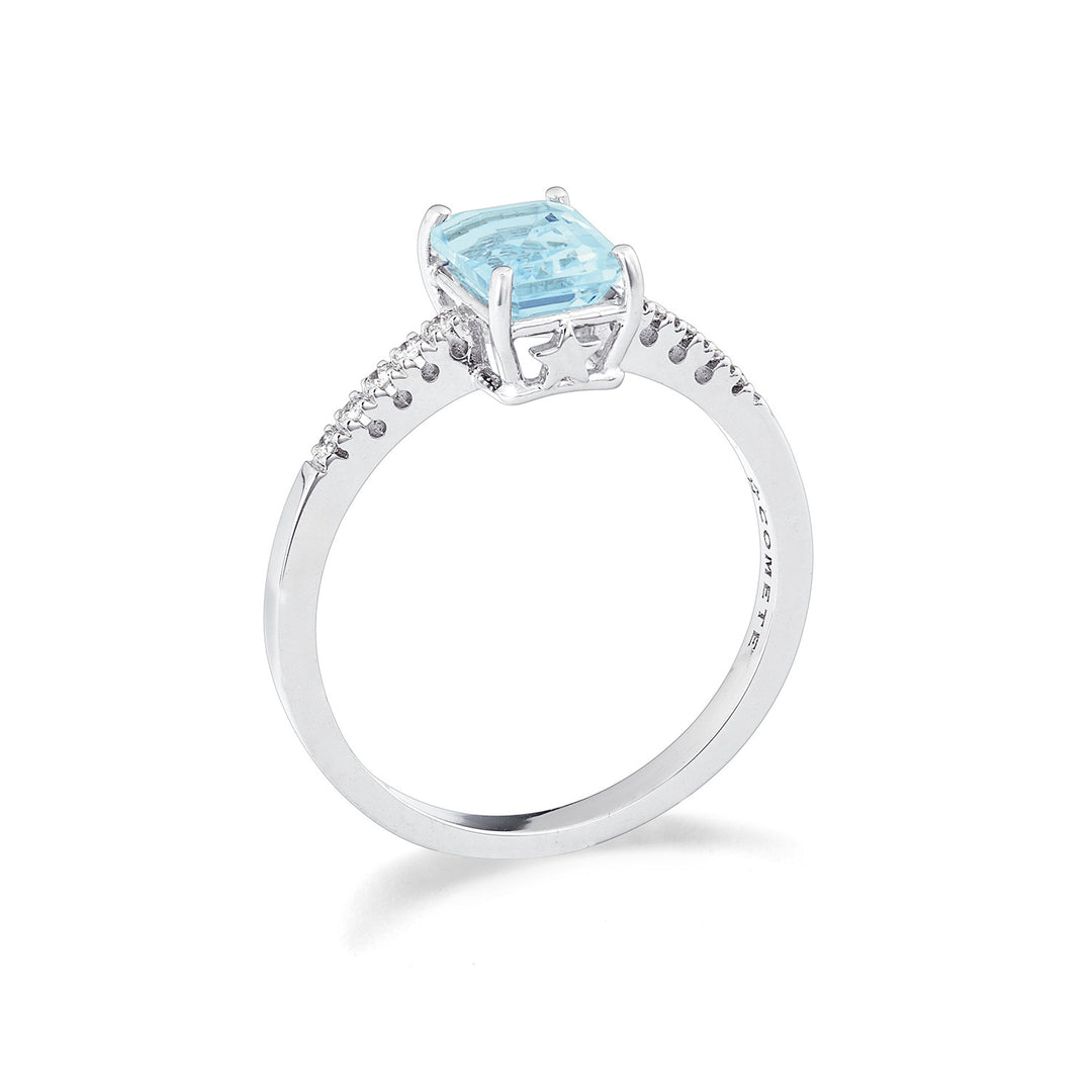 Comete Anello Acquamarina ottagonale in Oro e Diamanti ANQ353