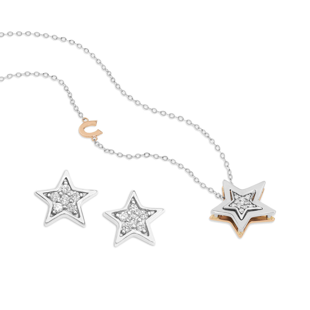 Comete Orecchini con Collana in Oro bianco e rosè con i Diamanti KIT1448920