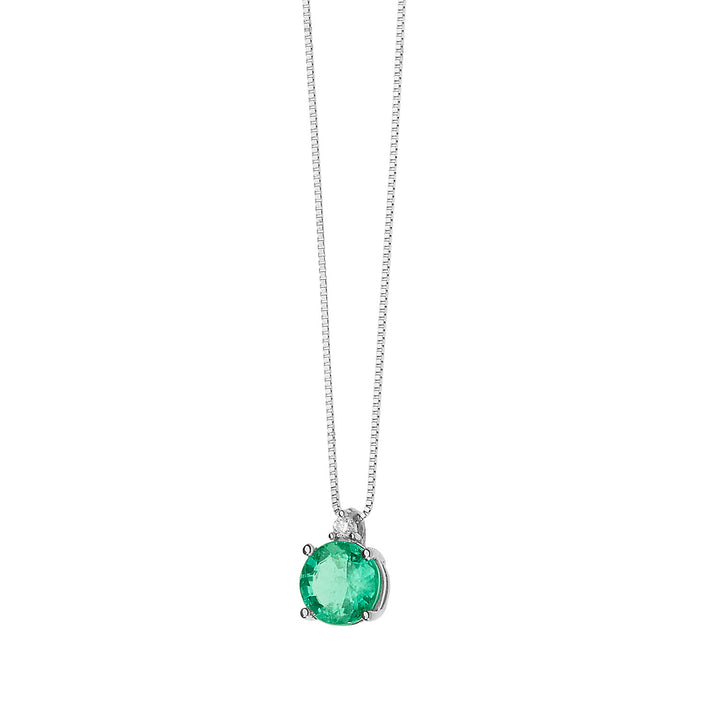 Collier Comete en Or, Diamant et Émeraude rond GLB1382