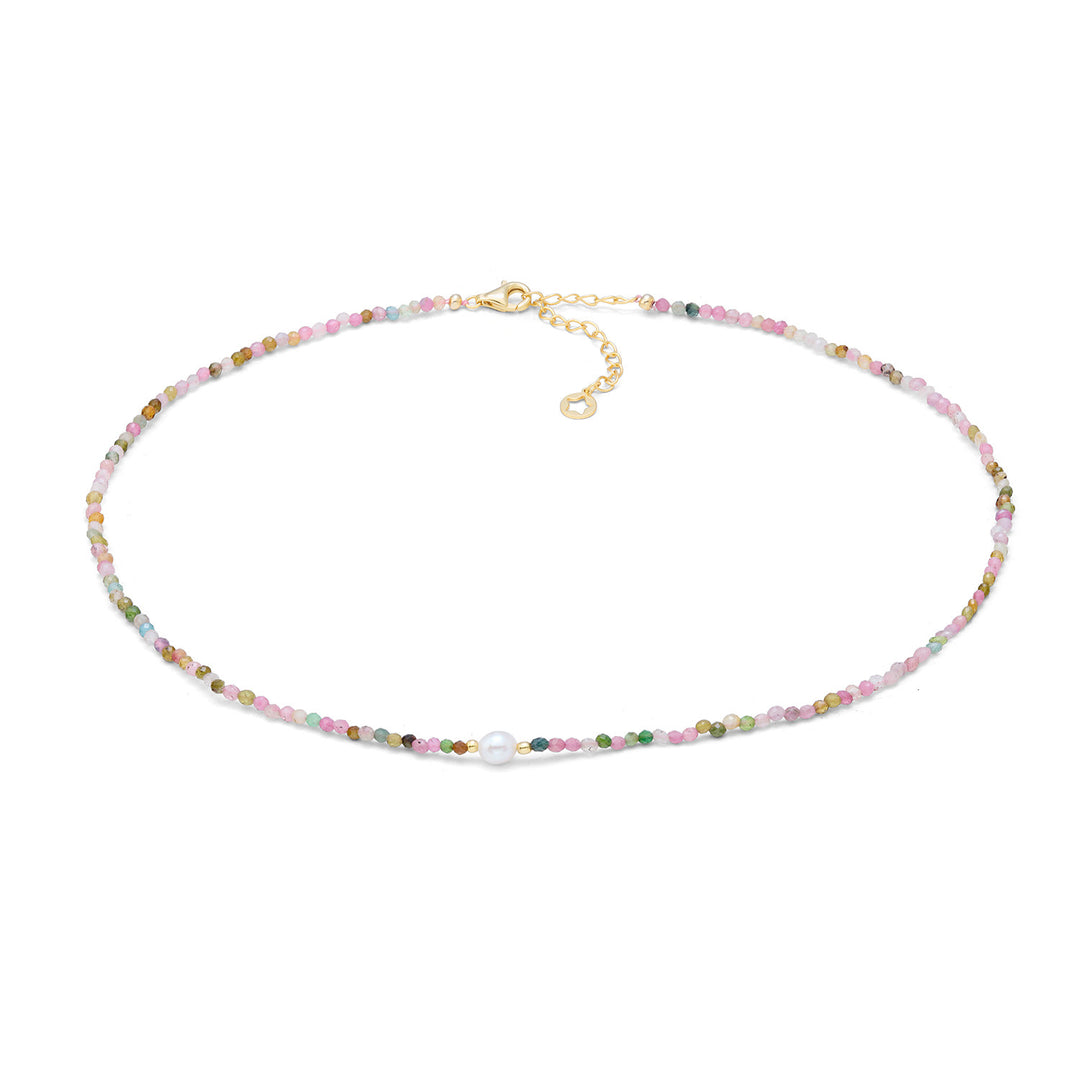 Comete Girocollo in argento 925‰ con tormalina multicolor e perla GLA299