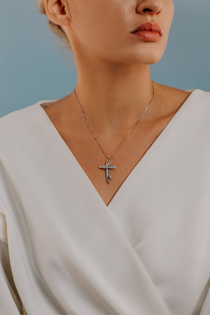 Collier Croix Comete Or et Diamants GLB1195