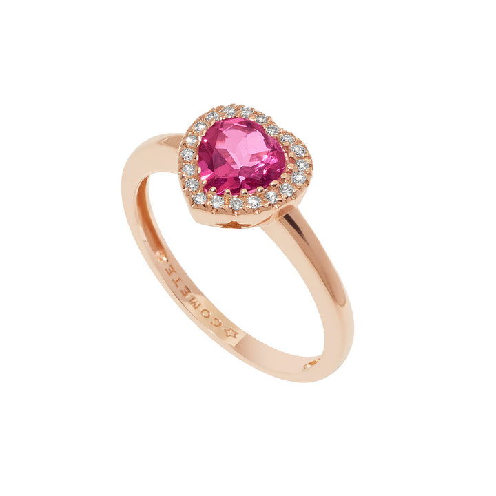 Comete Anello in Oro Diamanti e Topazio Rosa cuore ANB2592