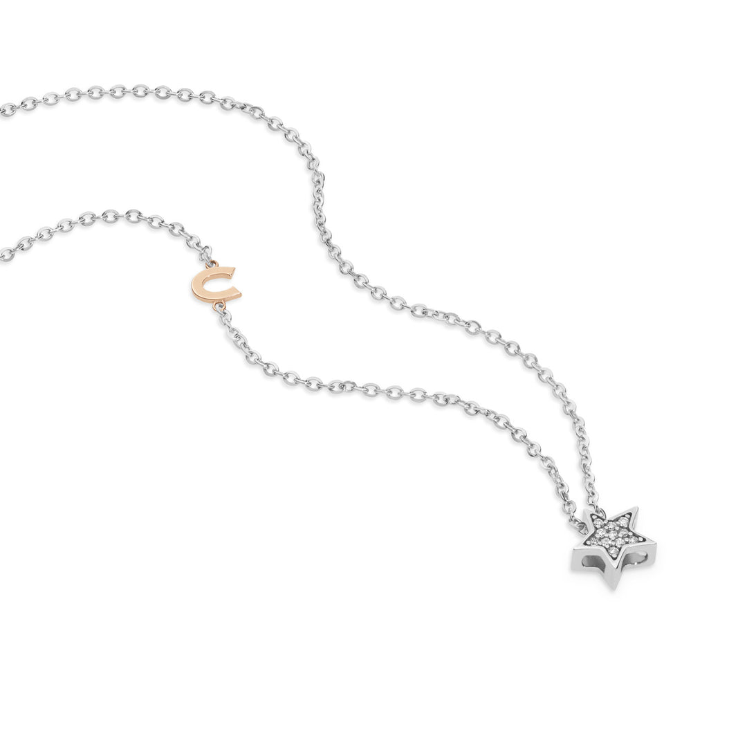 Colar Comete em ouro branco e rosa com diamantes GLB1447