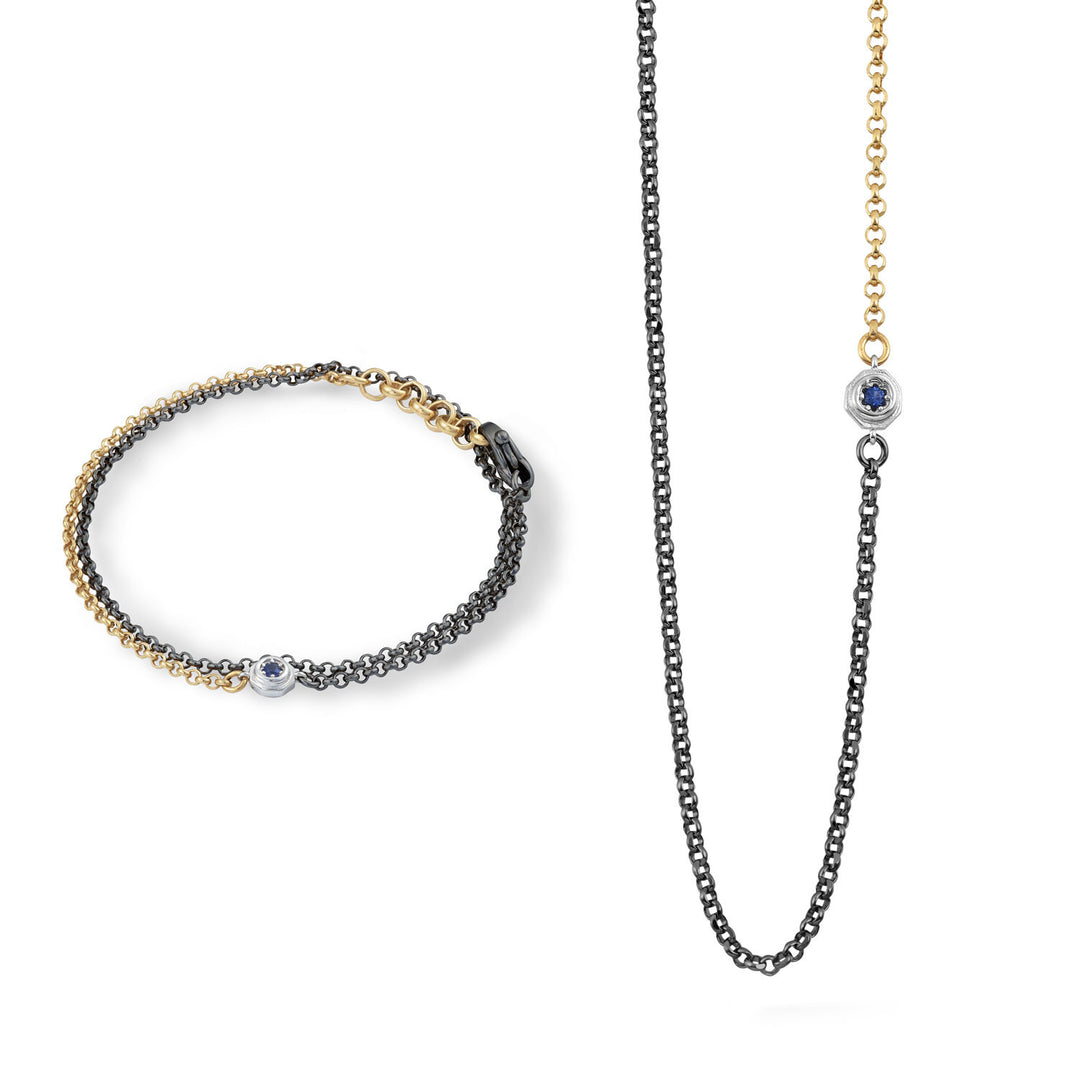 Comete Collana e Bracciale Bluestar in Argento giallo e brunito KIT7141047